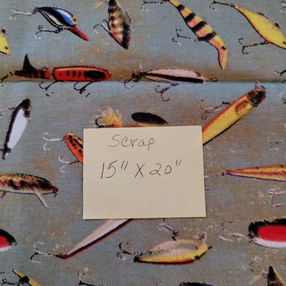 Fishing Lures Fabric Scrap Remnants 15" x 20"